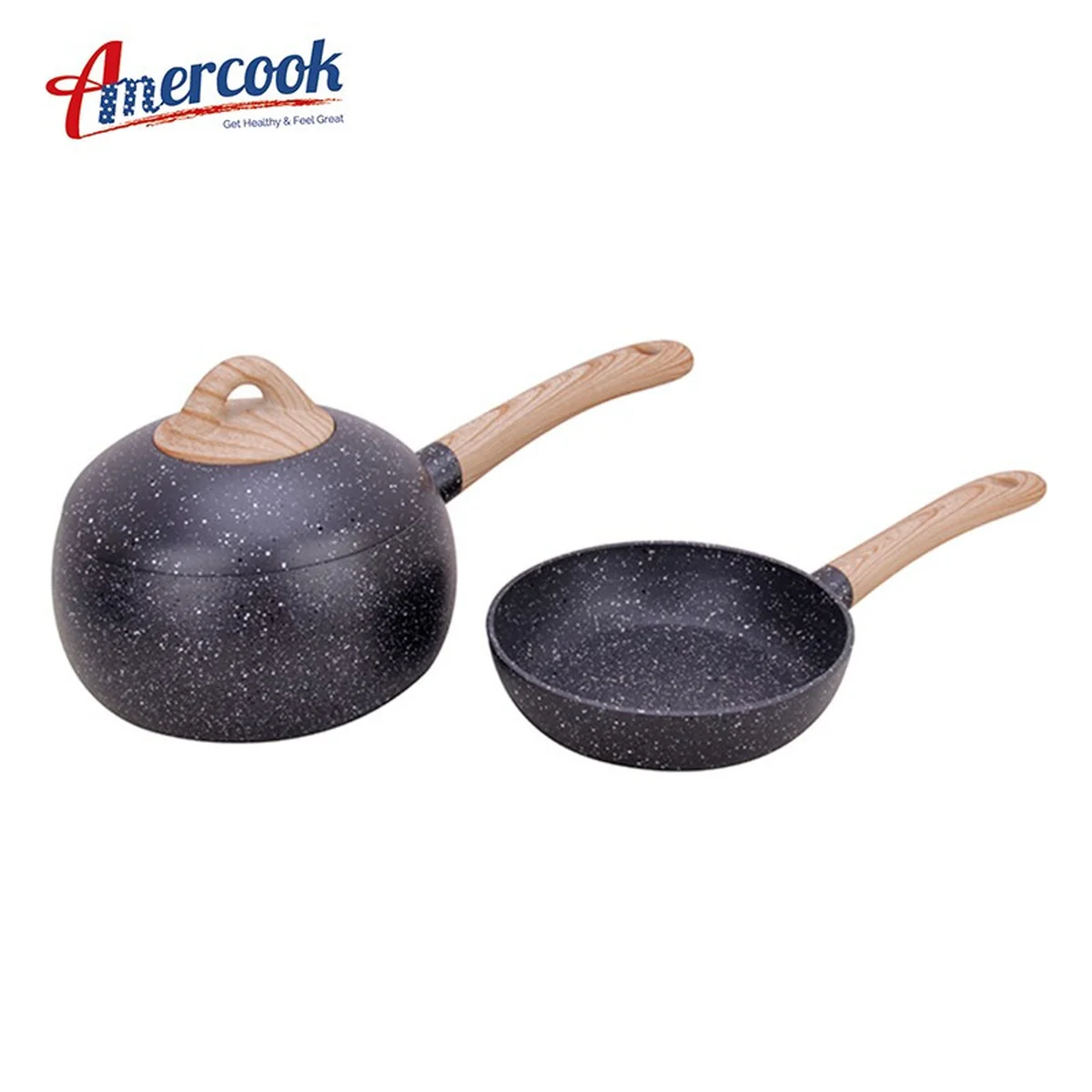 【经典款收官 · 已售罄】Amercook别致系列小球锅套装 奶锅煎锅小汤锅不粘锅2件套 电磁炉燃气通用 16cm
