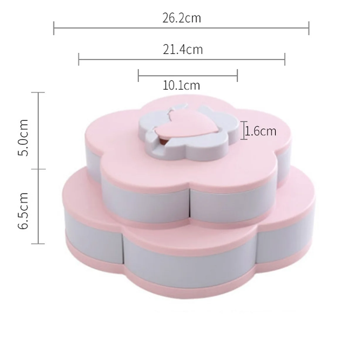 BEILEMAO Rotating European candy box, Creative compartment, Double-layer large capacity, Coral powder