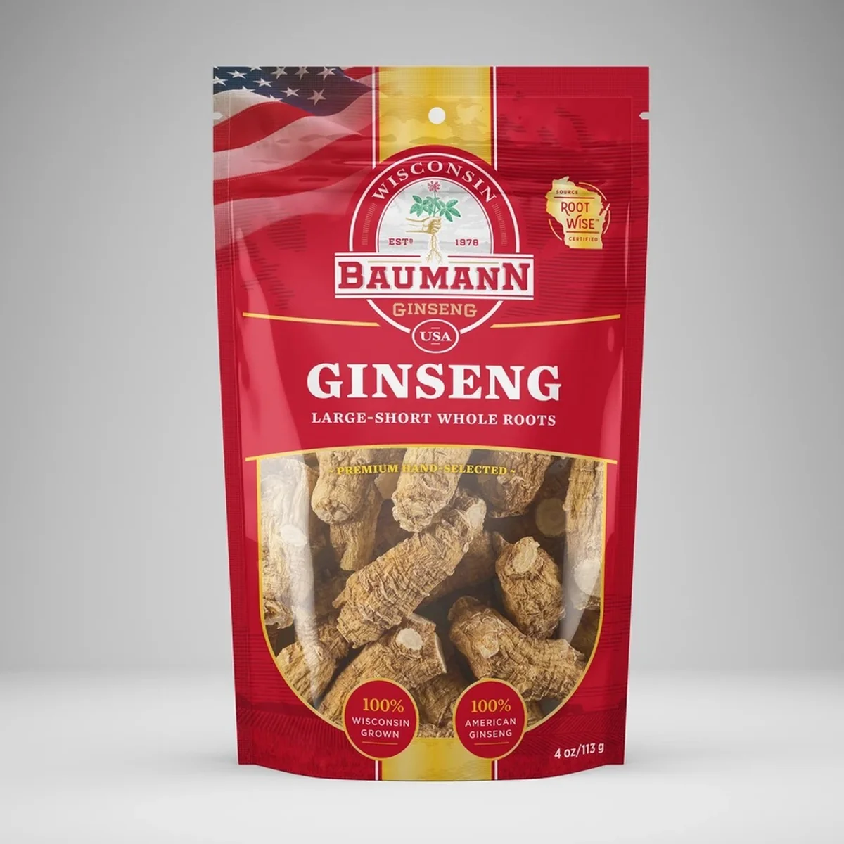 BAUMANN Wisconsin American Ginseng Sliced Medium,130g