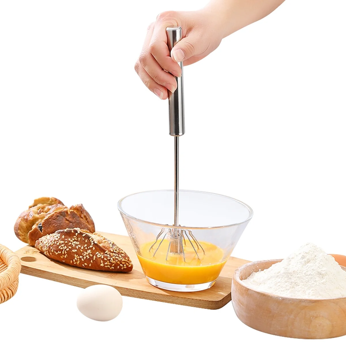 OAK  Push-type eggbeater ,No need to plug in, Quick whipped cream, 30.2*6.5cm
