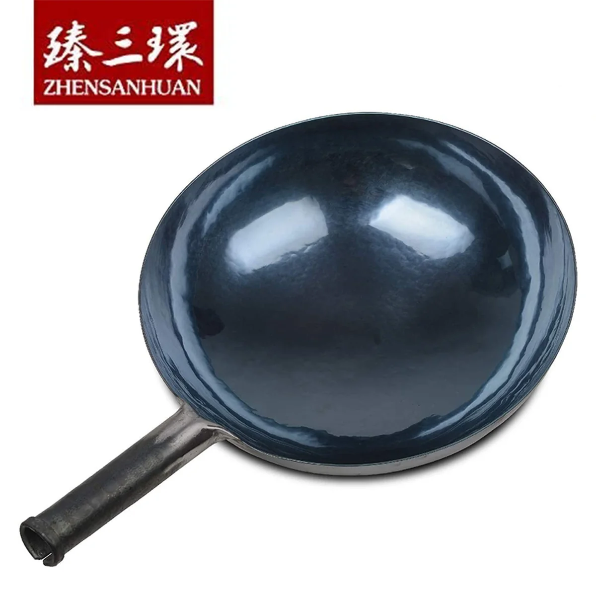 Zhensanhuan Handmade cast iron pot Zhangqiu iron pot without coating, light oil and less smoke 30/32/34/36cm