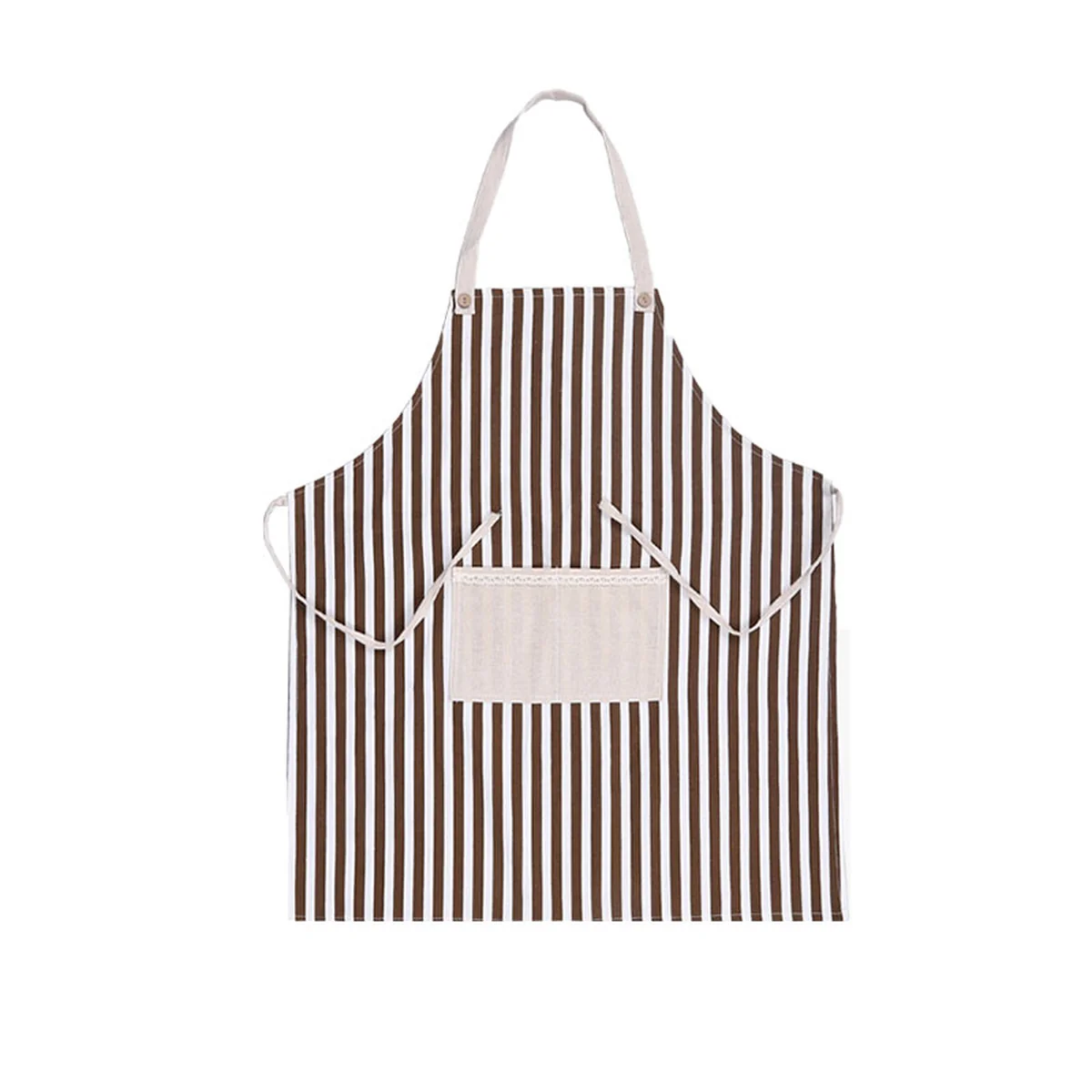 RED Cotton Linen Sleeveless Apron Coffee Striped Apron RED-WQ Oil Resistant Thick and Durable