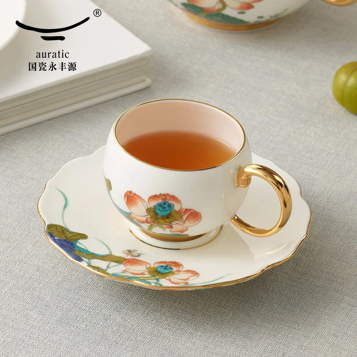 Auratic, Porcelain, happiness and naruto, 2-pcs Coffee Cup & Saucer, tea cup, 180ml