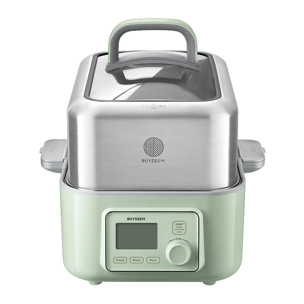 Buydeem Electric Food Steamer for Cooking G563, with preset and timer function, stainless steel steaming tray and glass lid