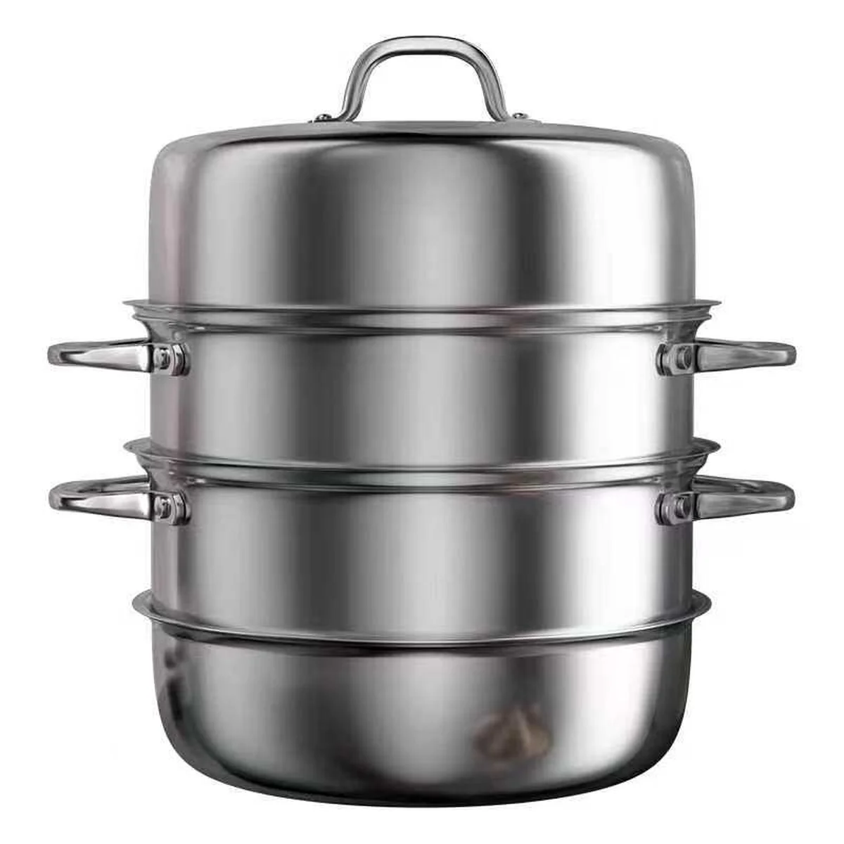 KOBACH 304 Stainless Steel Steamer/Stew Pot, Three-Layer Thickened, Suitable for Induction Cookers and Gas Stoves, 32CM