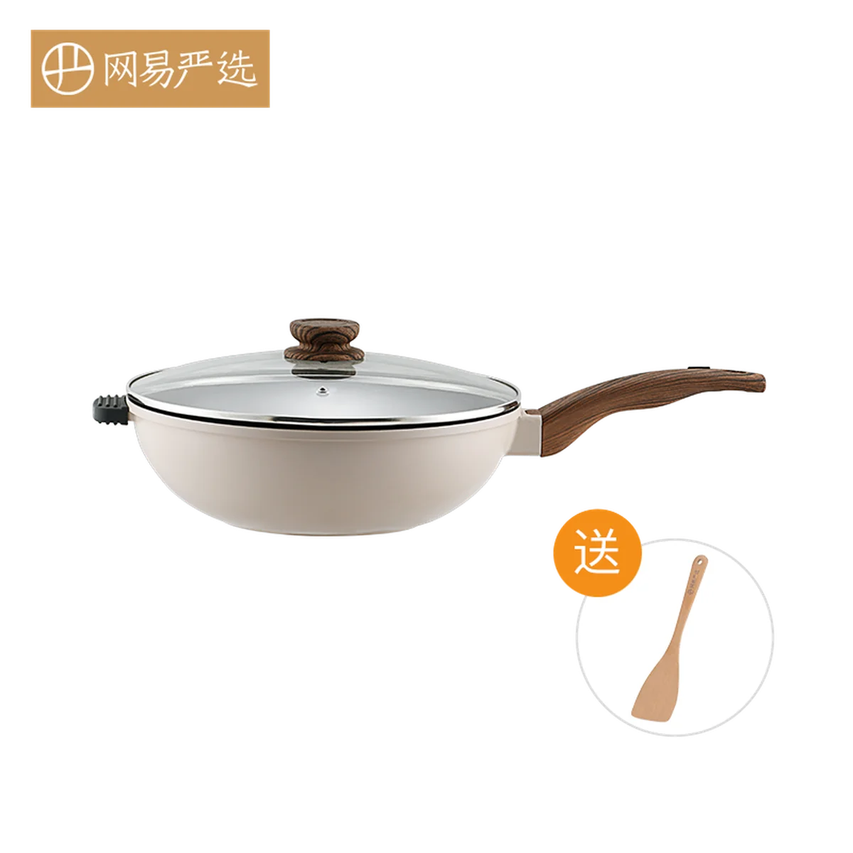 Lifease, Milk tea color, Light non-stick wok, Non-sticky, Non-sticky, Light oil and less smoke, 30cm