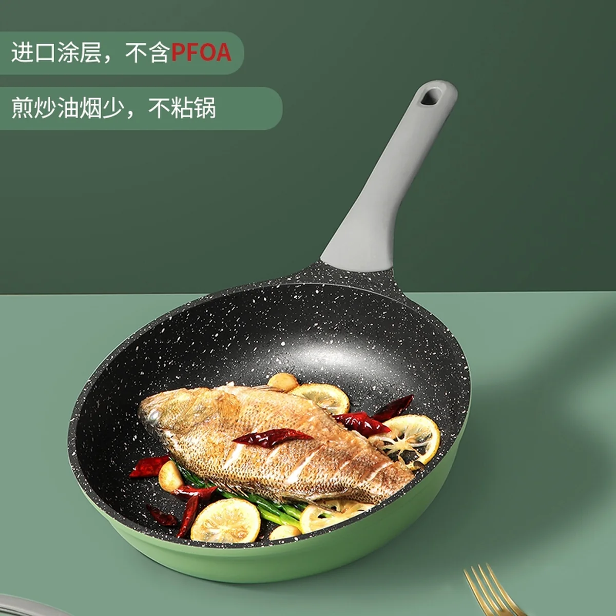 COOKER KING Bamboo Bluestone Series Household Non-stick Milk Pot Instant Noodle Pot with Even Heat Conduction 18CM