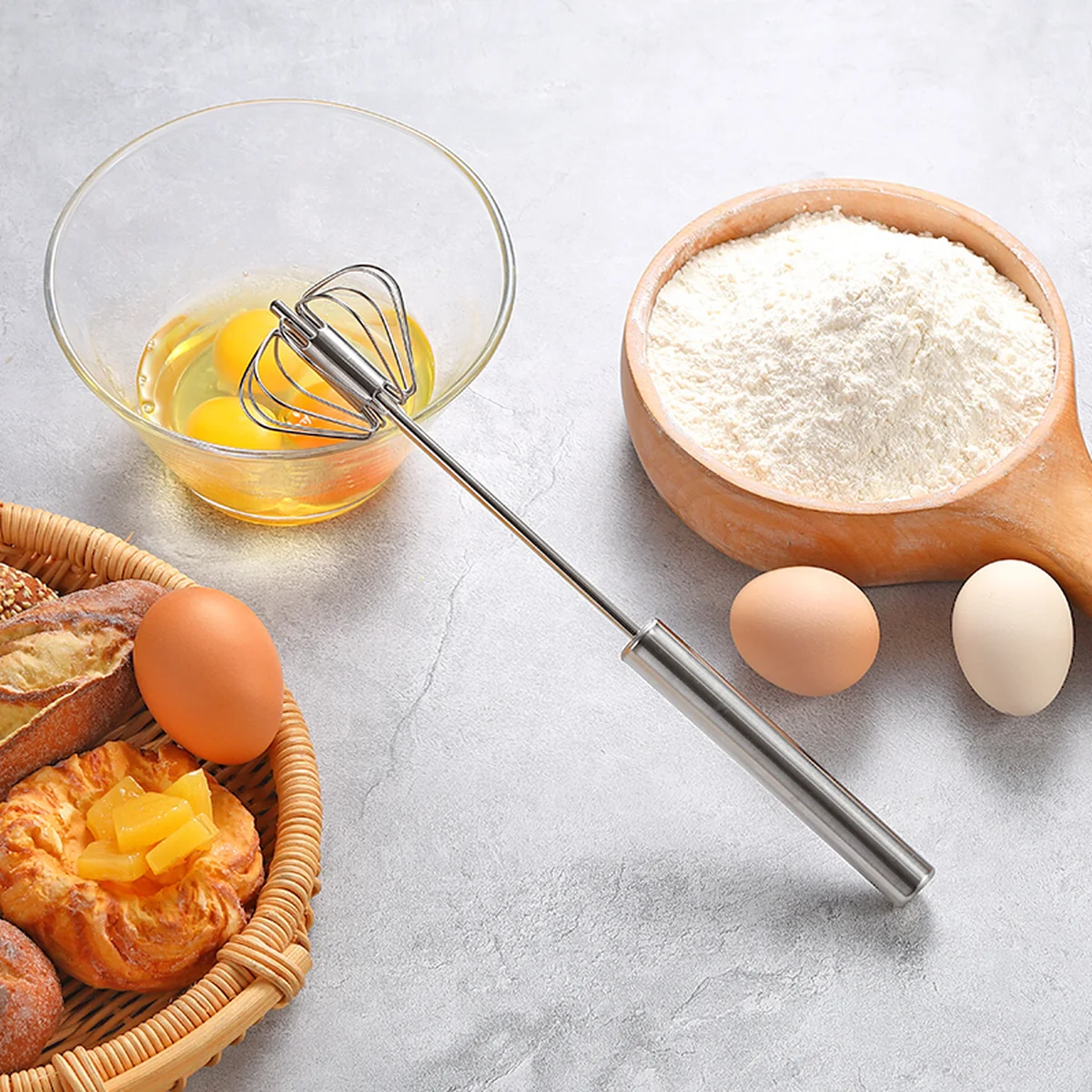 OAK  Push-type eggbeater ,No need to plug in, Quick whipped cream, 30.2*6.5cm