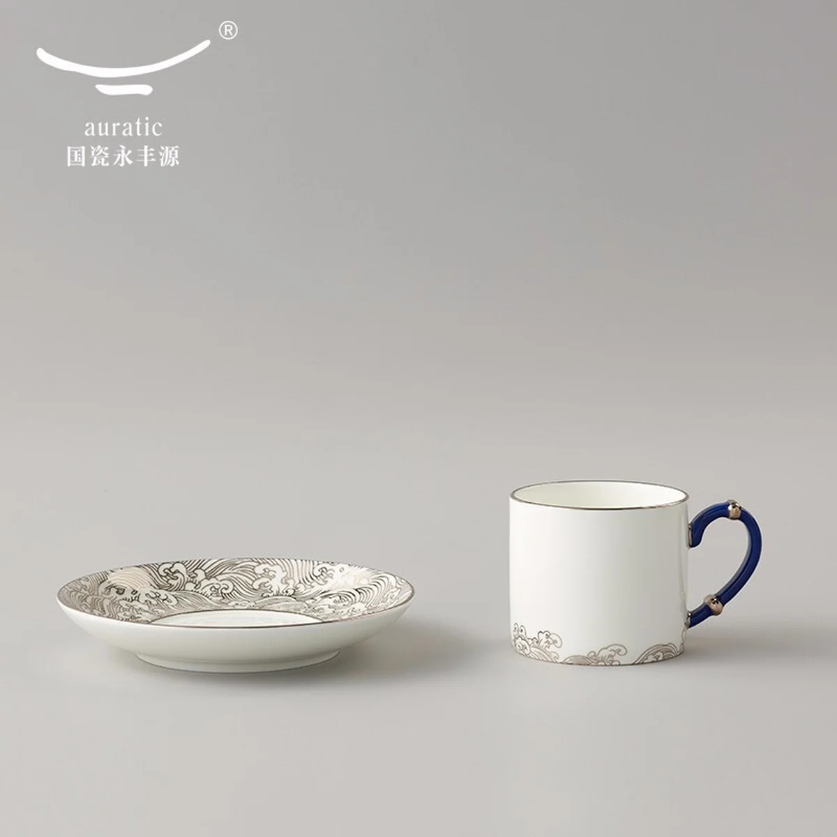 Auratic, Mr. Porcelain Sea Pearl, 4 Pieces Coffee Cup Saucer, Tea Cup, 180ml*2