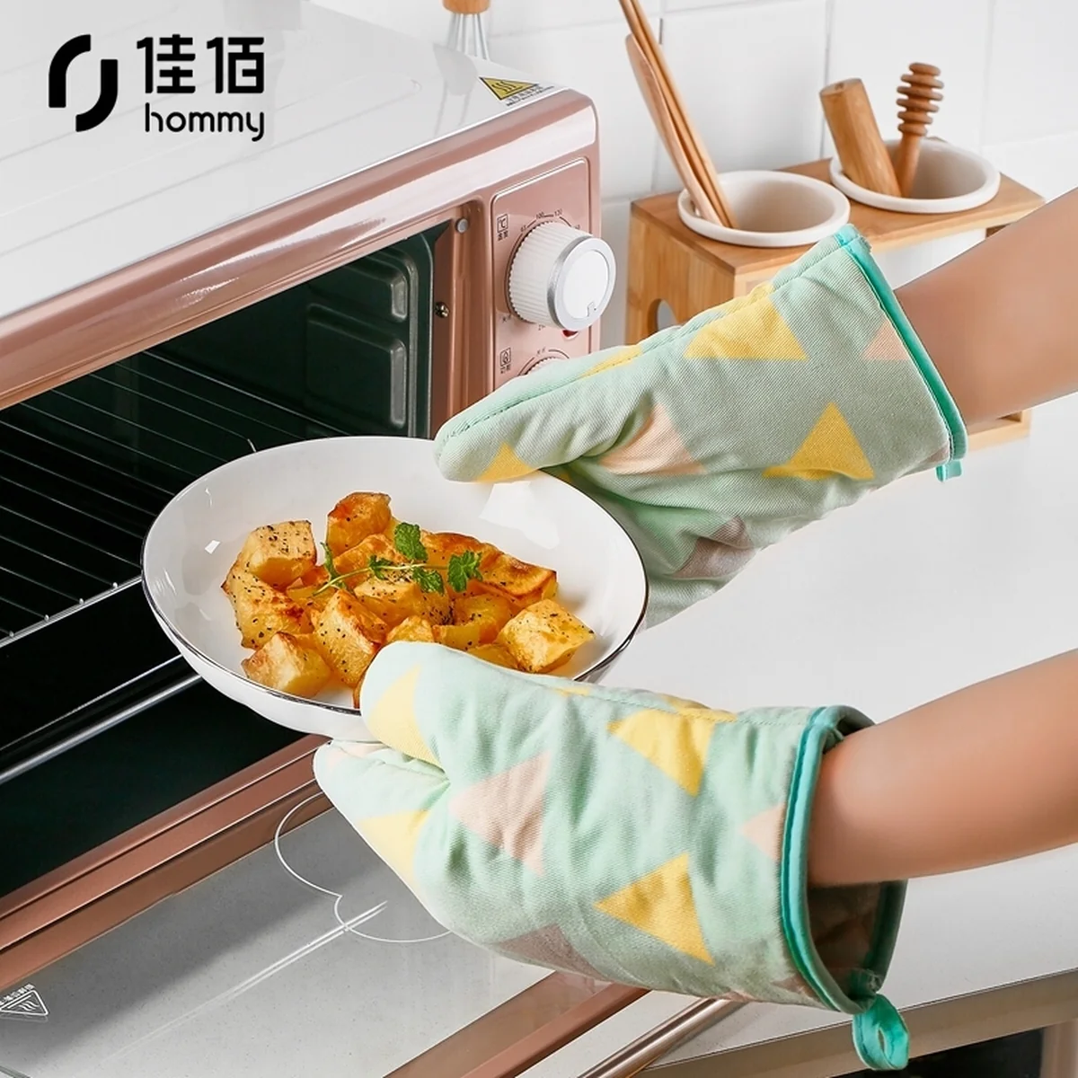 JiaBai  thickening insulation gloves oven microwave oven special two
