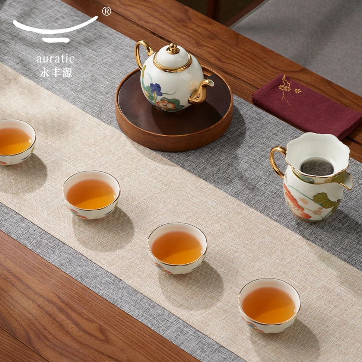[China Direct Shipping, 5-7days] Auratic Guochen Yongfengyuan Happiness and Harmony 8 Heads Tea Set (4pcs)
