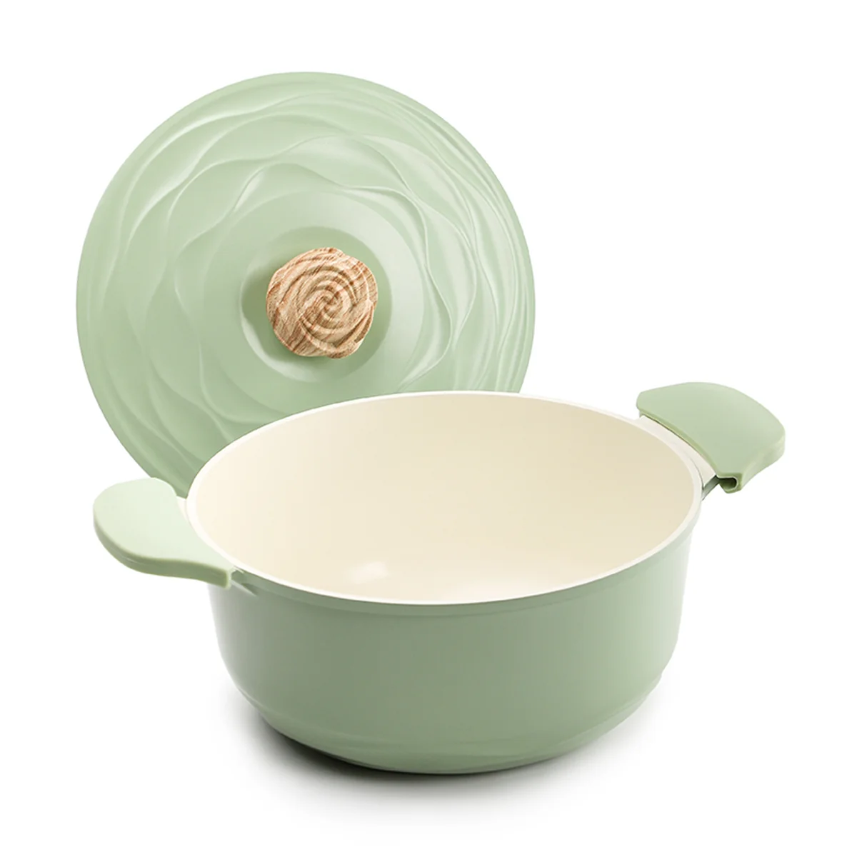 Amercook Forest Flower Series Ceramic Non stick Soup Pot Induction Cooker Gas Stove Universal 24cm Green