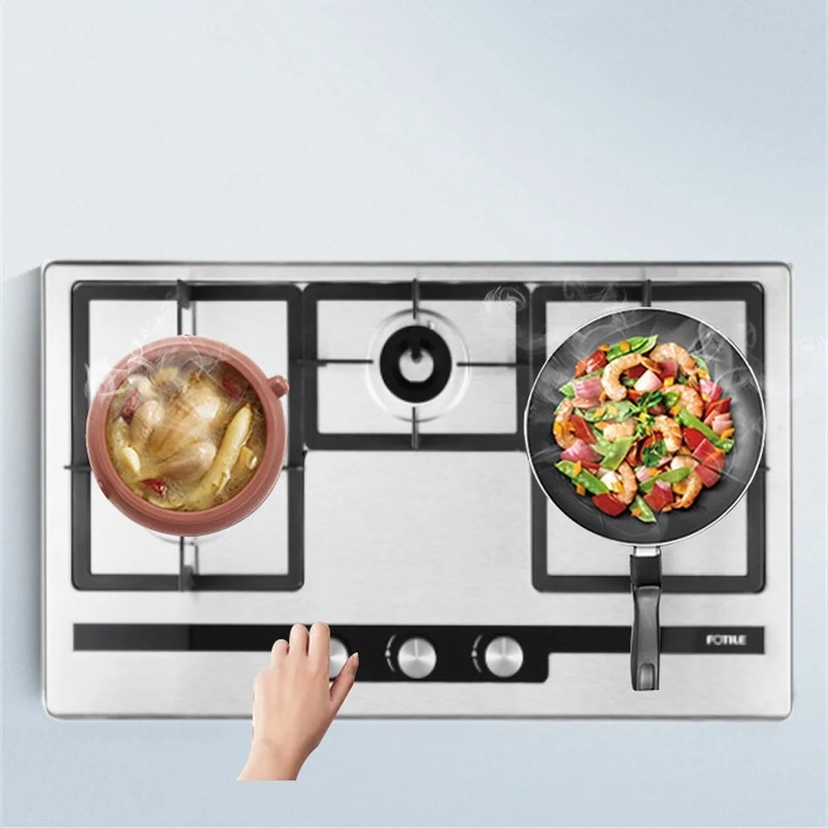 FOTILE Build-In Gas Hob GAS78307 Gas Cook-top 3 Burners Tempered Glass 34"