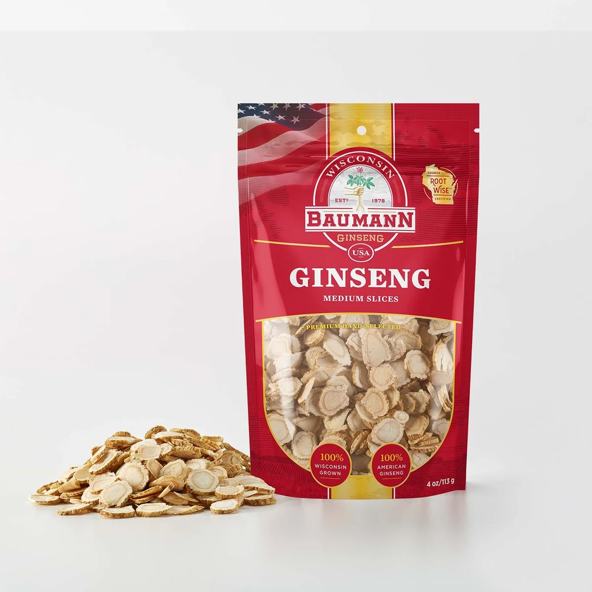 BAUMANN Wisconsin American Ginseng Sliced Medium,130g
