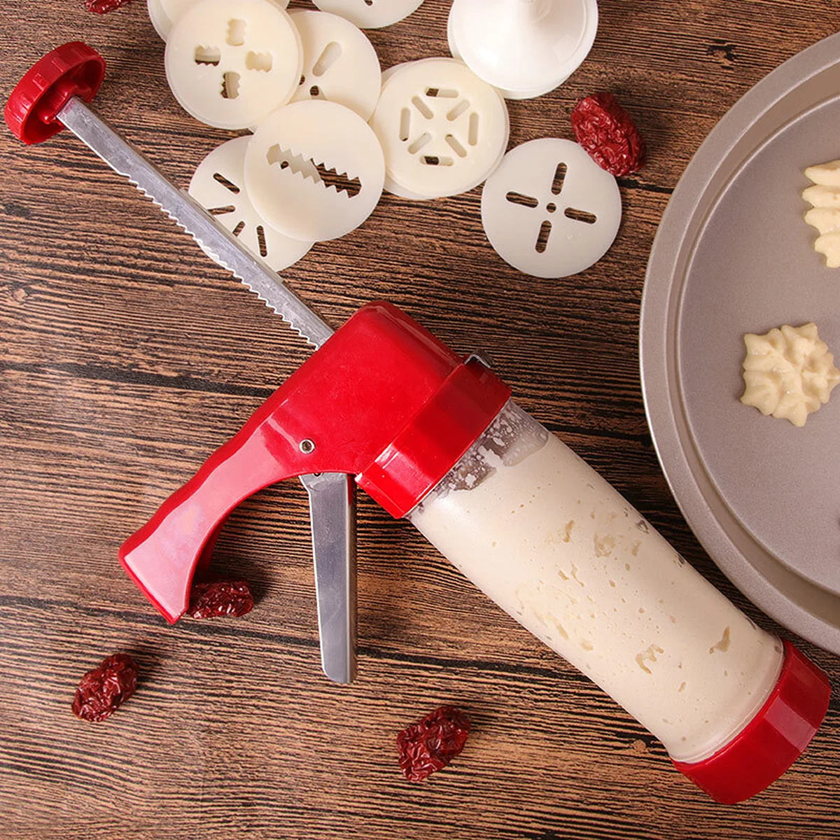 Baijie Baking tools, Butter Cookies Decorating Gun, 22 flower types, Can be disassembled