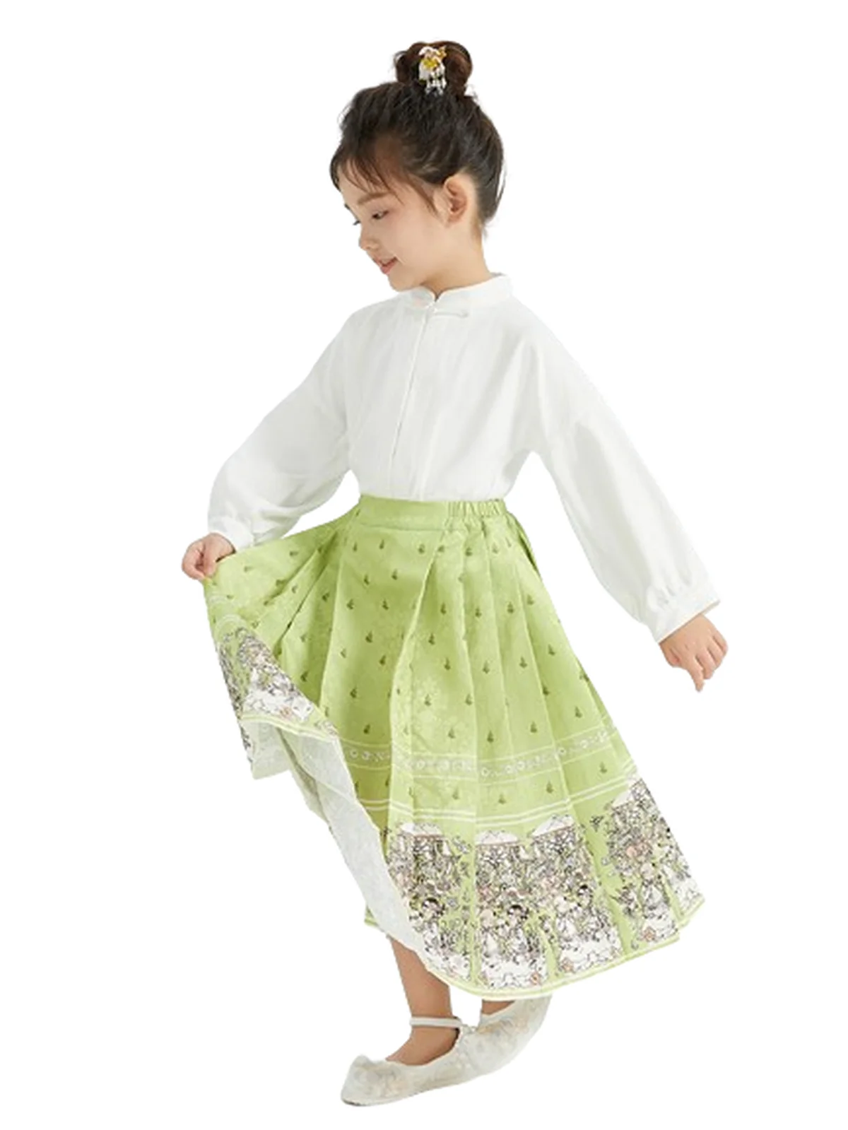 【China Direct Shipping, 10-15 days】Year's Clothing Line Cloud Painting Theatre Horse Face Dress Mother and Daughter Parent and Child Positioning Printing Patterns Subtlety Three colours available