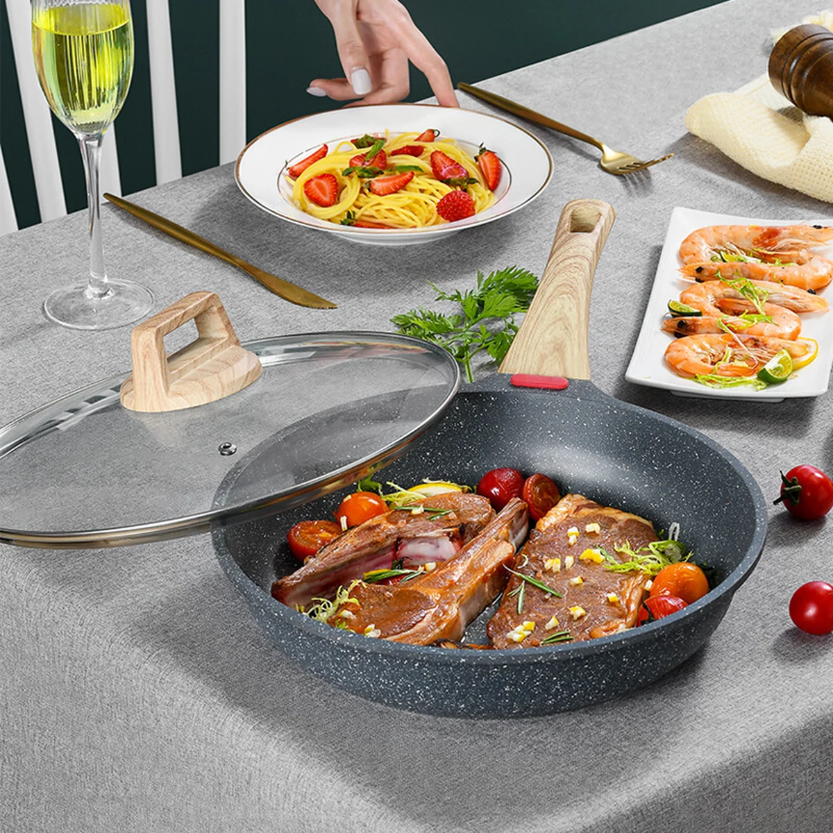 Becware 麦饭石平底煎锅不粘煎锅 健康少油 双色可选 28cm（11.02英寸）