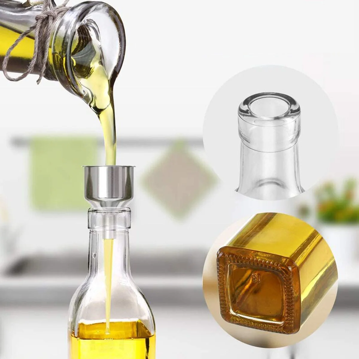 Prime Cook Two-piece glass oil bottle seasoning bottle, automatic opening and closing, dustproof and leak-proof,750ml/500ml