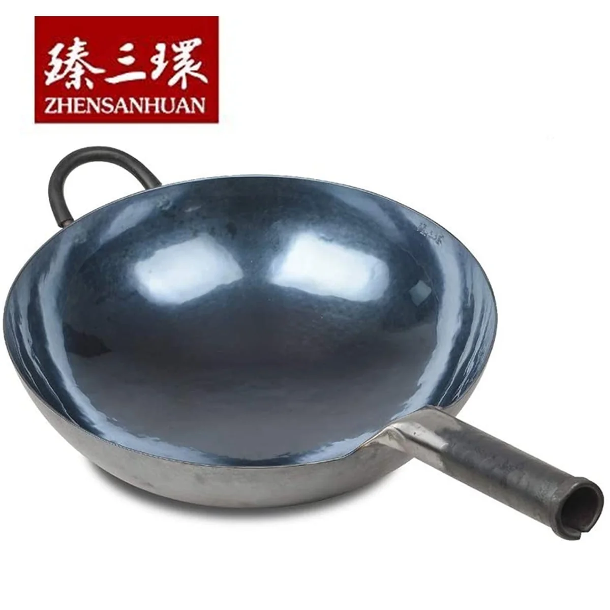 Zhensanhuan Handmade cast iron pot Zhangqiu iron pot without coating, light oil and less smoke 30/32/34/36cm
