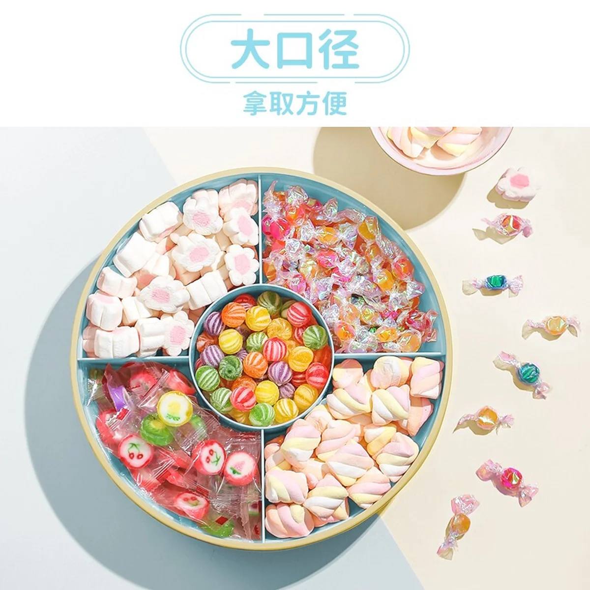 Ayi Mama, Macaron Dried Fruit Box, Candy Plate, Separated without odor, Moisture-proof and dust-proof, Blue