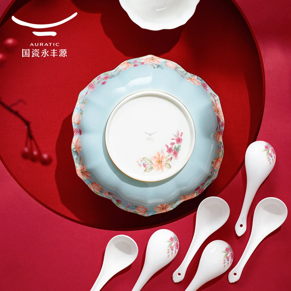 【中国直邮，时效10-15天】Auratic 国瓷永丰源 天青时代30头餐具套装 定制新年礼盒 6人位