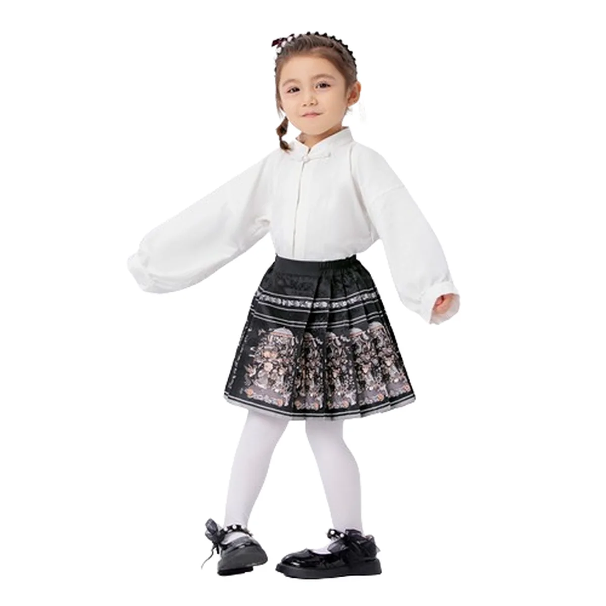 【China Direct Shipping, 10-15 days】Year's Clothing Line Cloud Painting Theatre Horse Face Dress Mother and Daughter Parent and Child Positioning Printing Patterns Subtlety Three colours available
