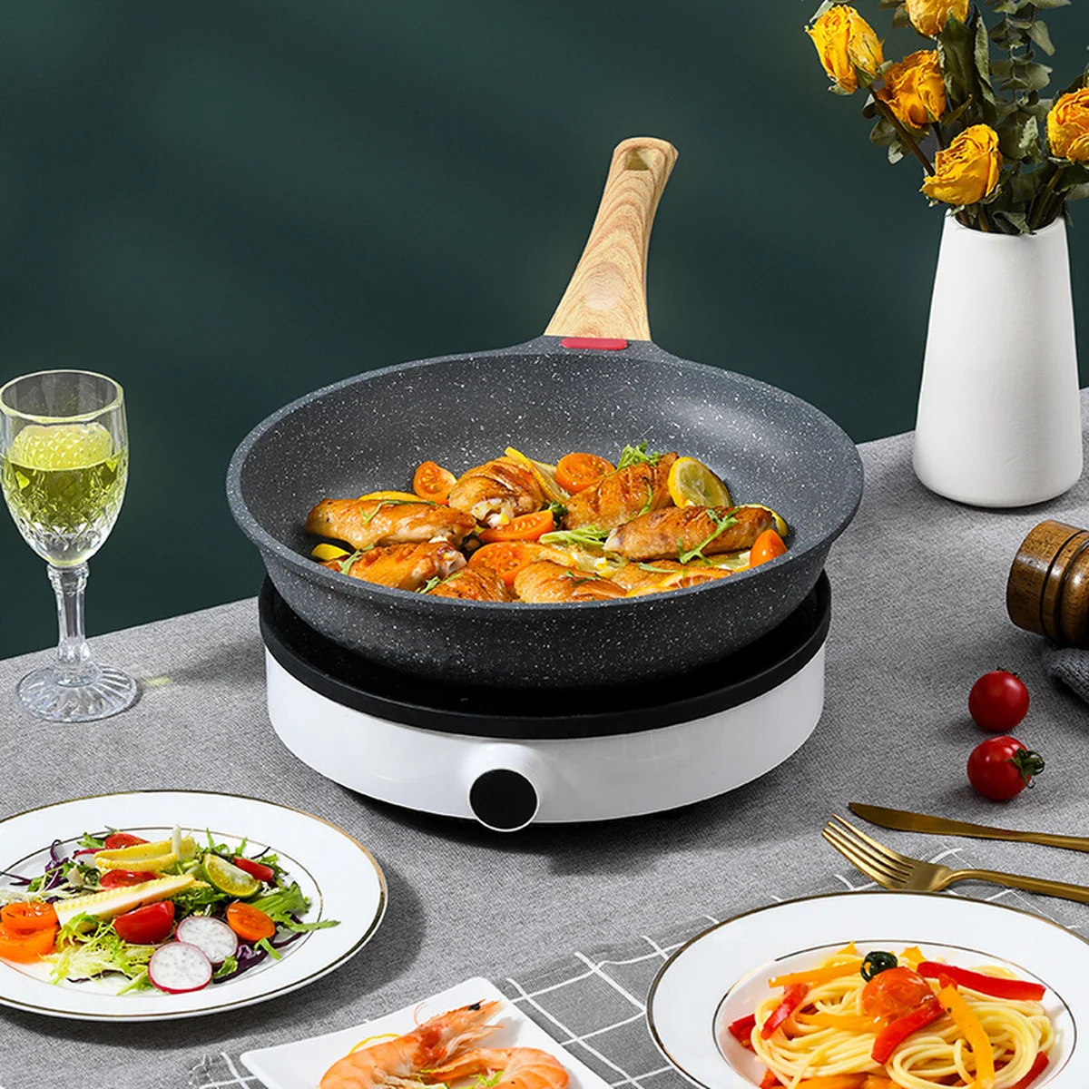 Becware 麦饭石平底煎锅不粘煎锅 健康少油 双色可选 28cm（11.02英寸）
