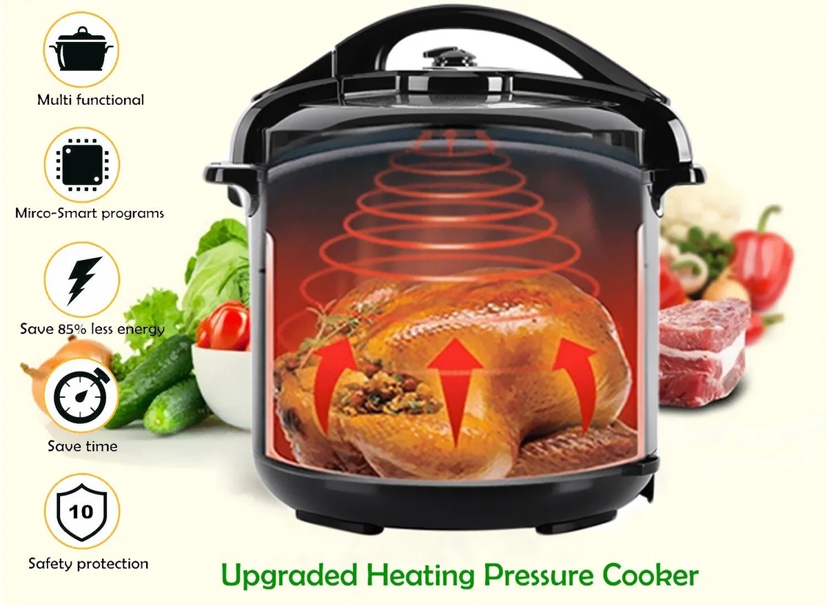 Aobosi Electric Pressure Cooker 8Qt/1200W Multi-Functional Non-Stick Cooking Pot Digital YBW80-120G