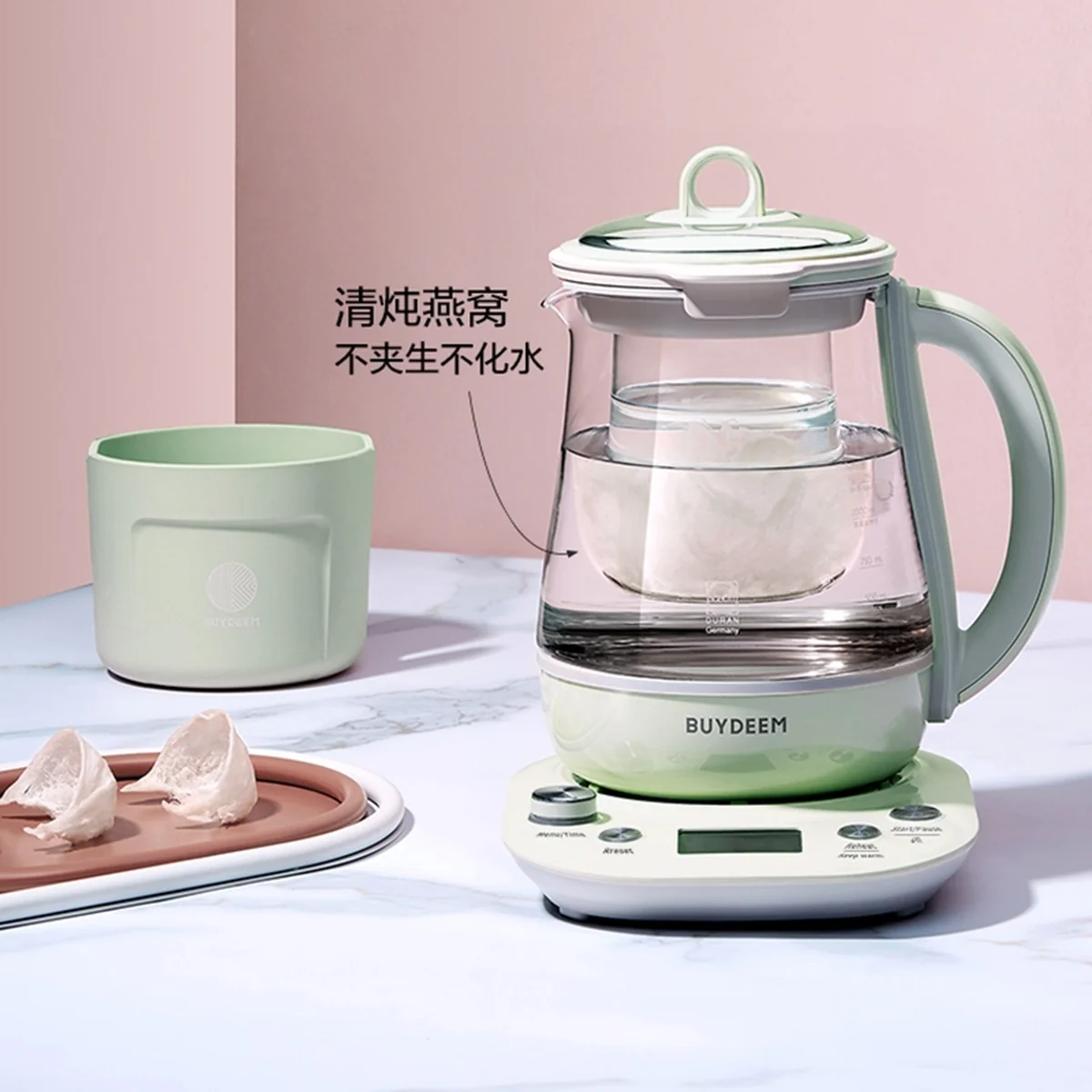 Buydeem, Little Fairy Green Health Pot, Bird's Nest Pot Upgraded, K2763 ,Steaming and boiling in one, Adjust the time by appointment