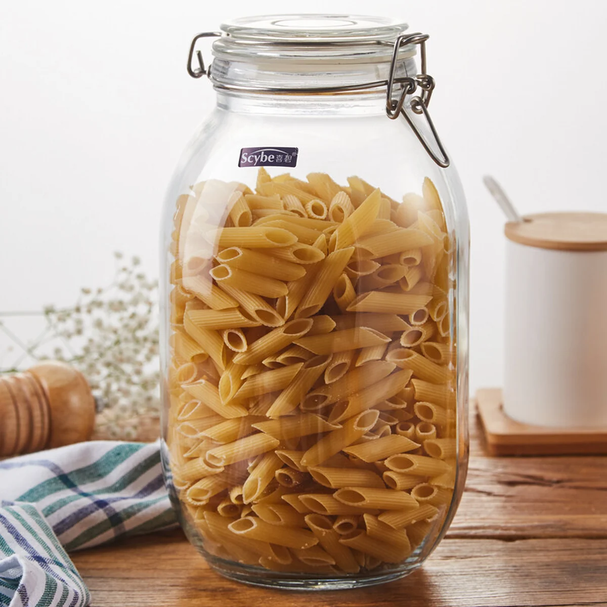 Scybe, Pandora Series Storage Bottle, Glass Sealed Jar, Large Diameter, Large Capacity, Moisture-proof and Insect-proof, 3200ml