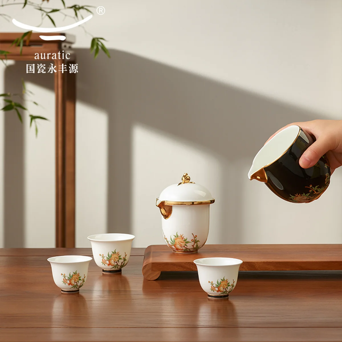 [China Direct Shipping, Time Limit 5-7 Days] Auratic Guochen Yongfengyuan Lady's Porcelain Pomegranate Homestead 6 Heads Travel Set (210ml)