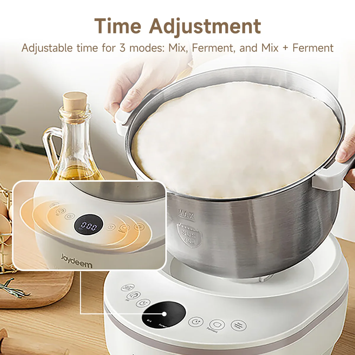 Joydeem Large Capacity Noodle Machine HMJ-A501 Intelligent Kneading Machine Fully Automatic Kneading Machine Constant Temperature Fermentation 304 Stainless Steel Pressure Kneading and Awakening Integrated 5L