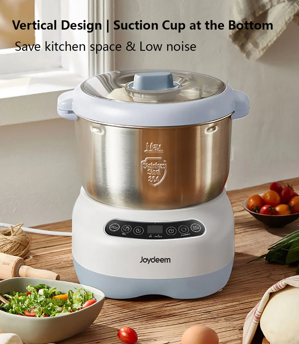 Joydeem Dough Maker with Ferment Function, Microcomputer Timing, Face-up Touch Panel,, 304 Stainless Steel,7L