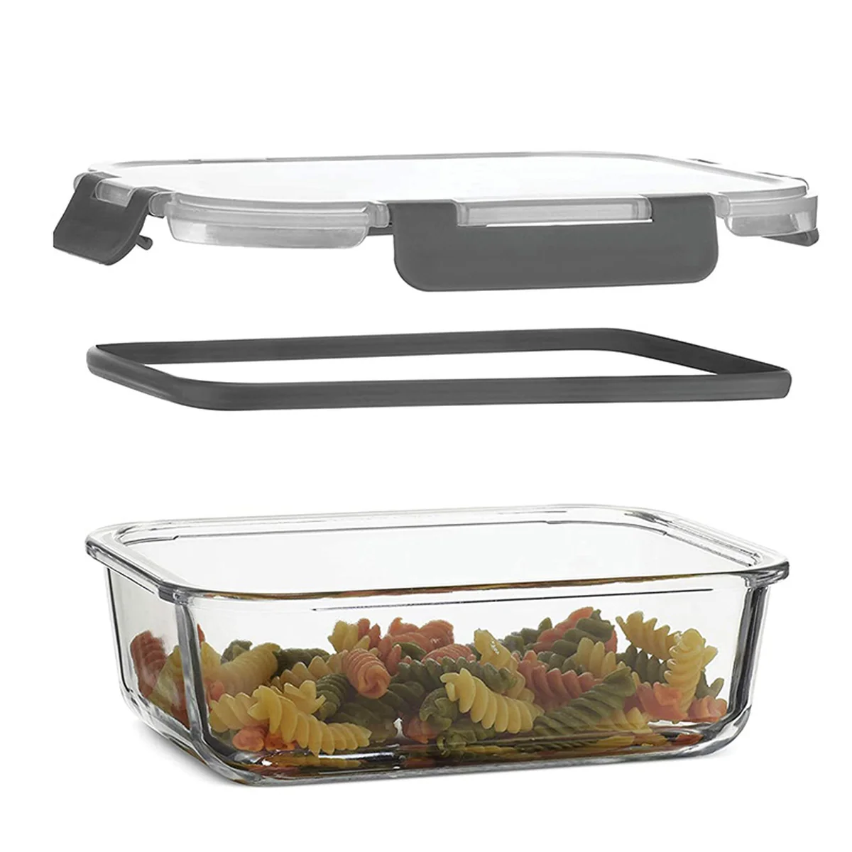 Prime Cook Three-piece heat-resistant glass lunch box fresh-keeping box, available in microwave oven, sealed with lid, 1000ml/930ml/880ml