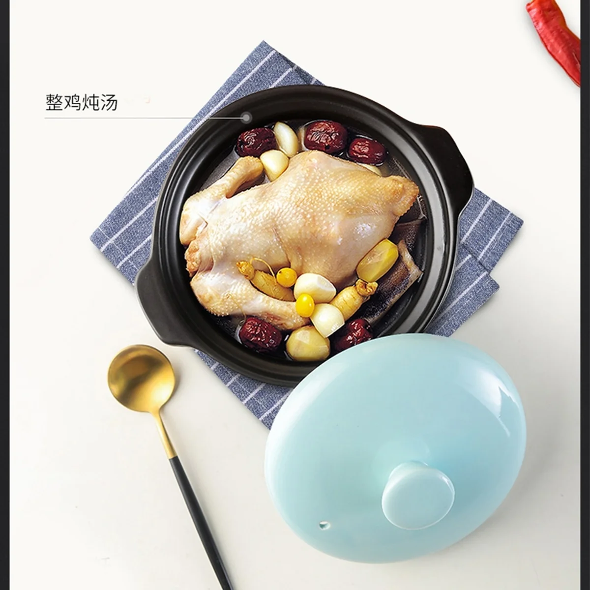 Songfa, Ceramic casserole pot, With fresh flavor, SF-0204, Natural high-quality ceramics, High-efficiency lock temperature 4L