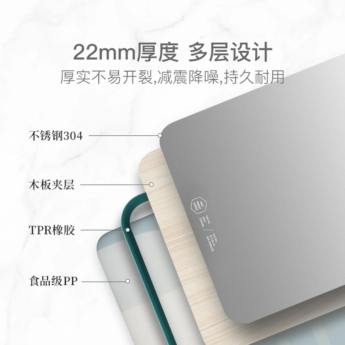 Lifease,304 stainless steel, Double-sided chopping board, Raw and cooked separately, No smell and easy to clean, 42*29*2.2cm