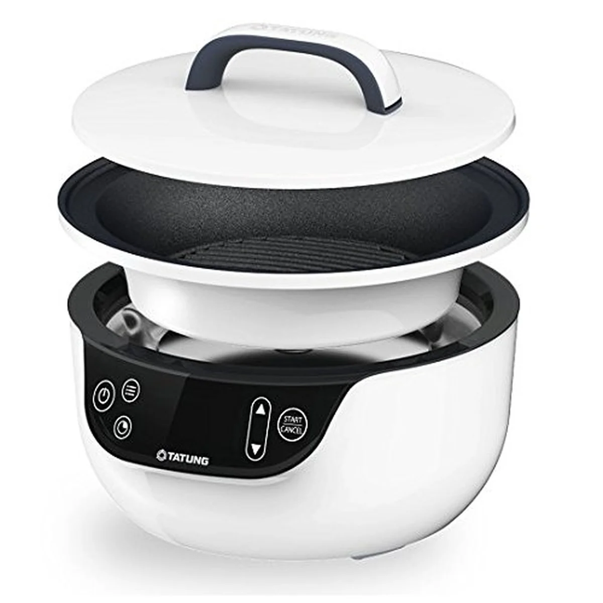 Tatung TSB-3016EA Fusion Cooker Grill Pan & Waterless Pot-Bake & Waterless Cook, 9" Grill Pan & 2.8 Qt Waterless pot, White
