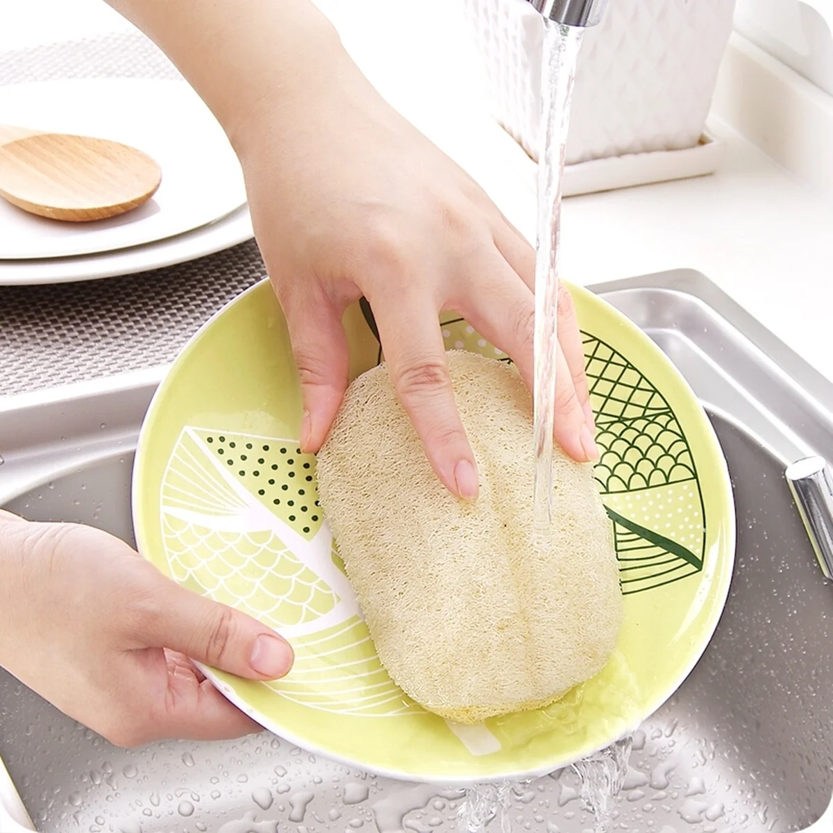 Microfiber Dishcloth and Towel Gourd Brush Loofah Sponge