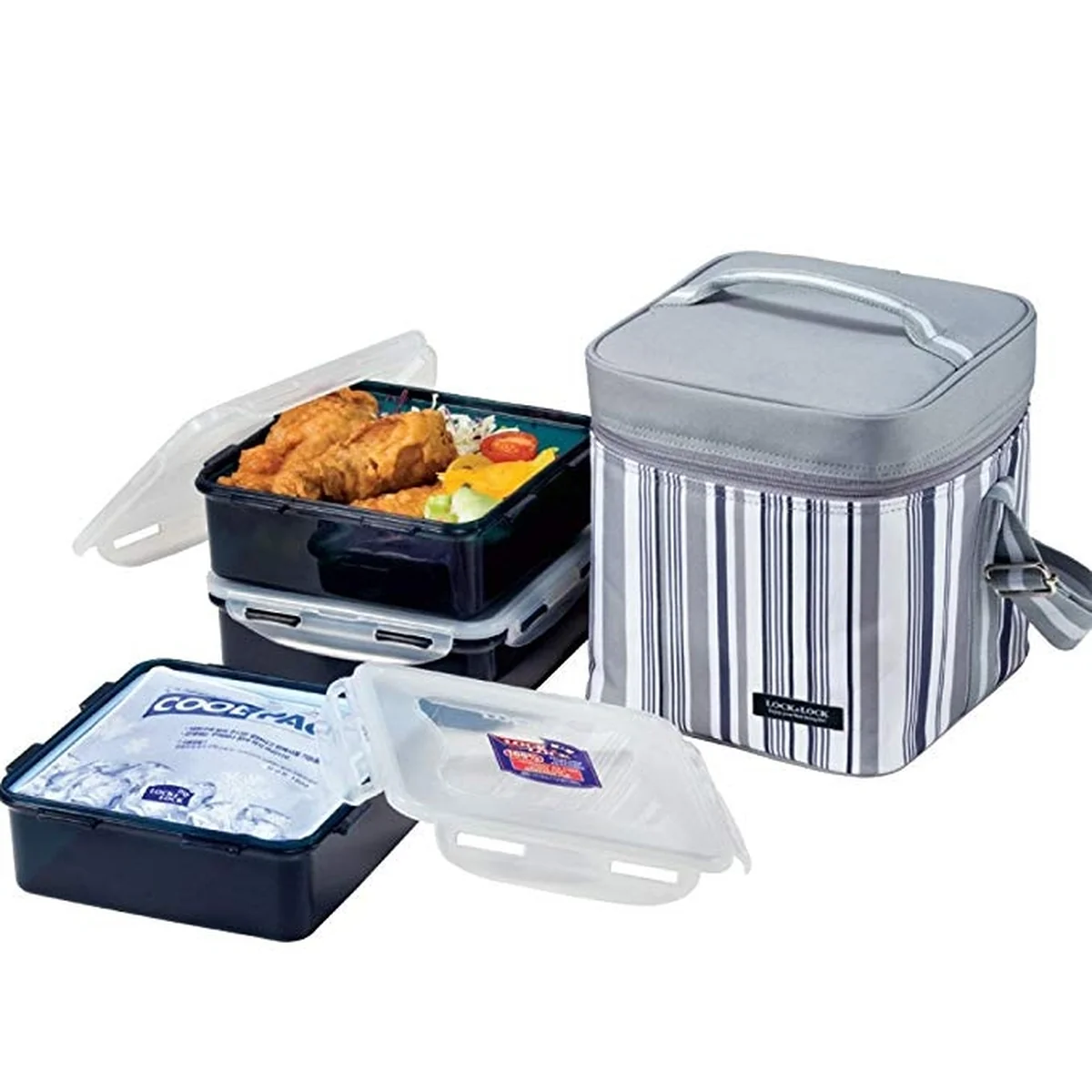 Lock & Lock Picnic Lunch Box Bento Set   HPL856DG, Gray , HPL856DP ,Burgundy