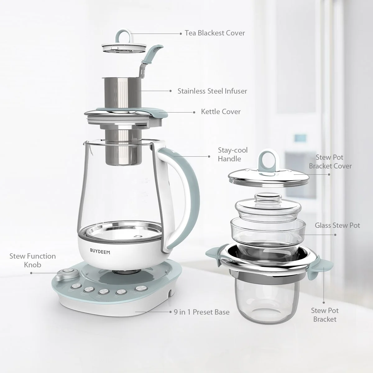 Buydeem Health-Care Beverage Tea Maker Kettle K2683,Bird's Nest Pot,1.5 L