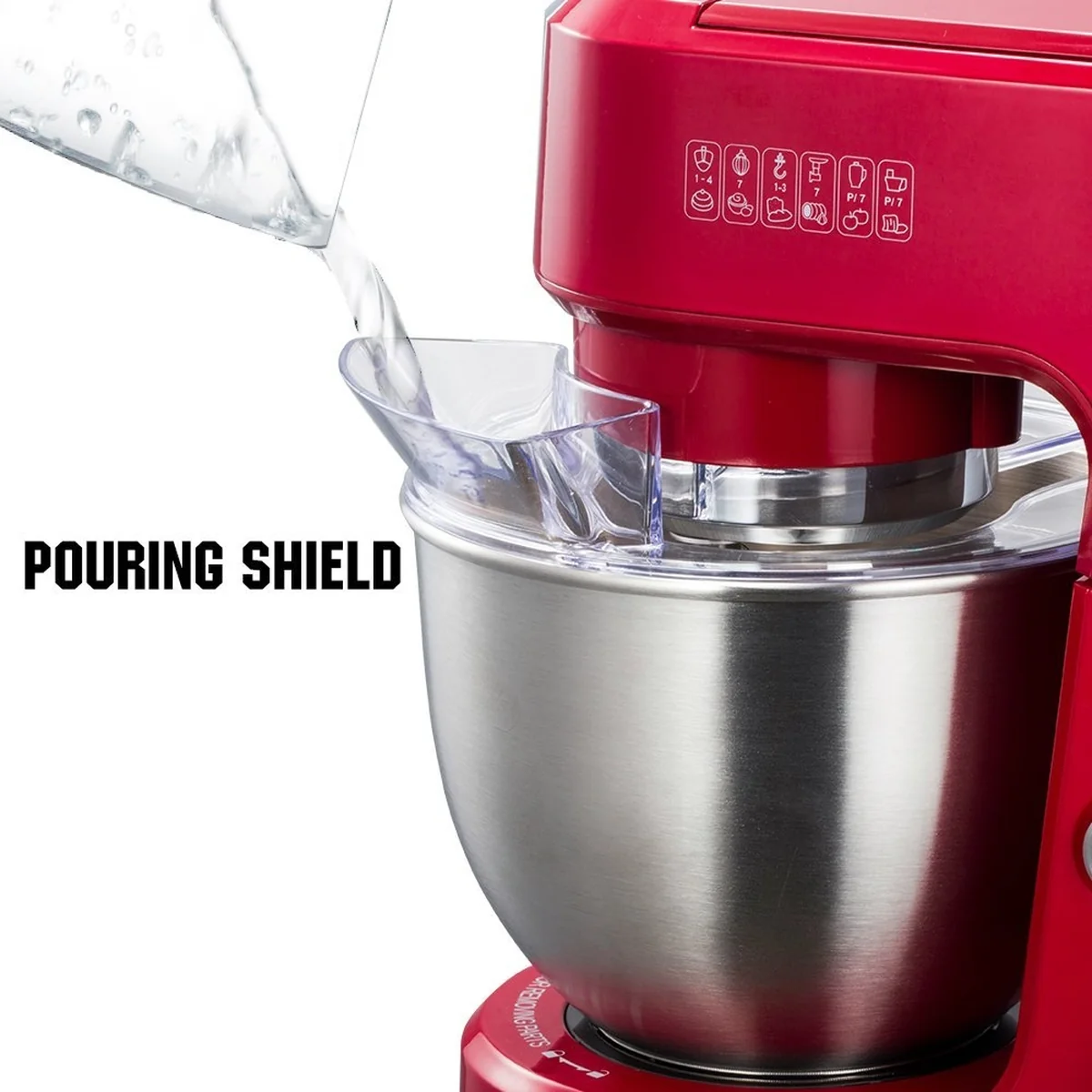 Geek Chef  2.5 Litre (L) / 2.6 quart (qt.) Mini Size 4-in-1 Die-cast Tilt Head Stand Mixer with 4 Power Outlets GM25