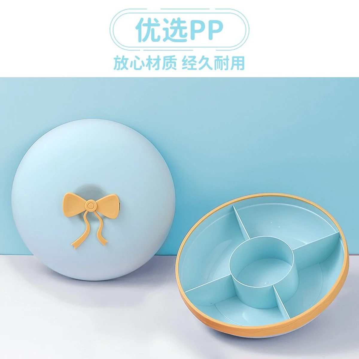Ayi Mama, Macaron Dried Fruit Box, Candy Plate, Separated without odor, Moisture-proof and dust-proof, Blue