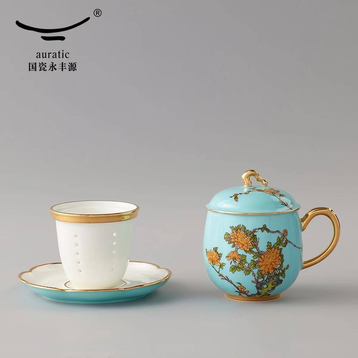 Auratic, "Mrs. Porcelain·West Lake Blue", Four-piece, Lid Cup, Tea Cup, 280ml