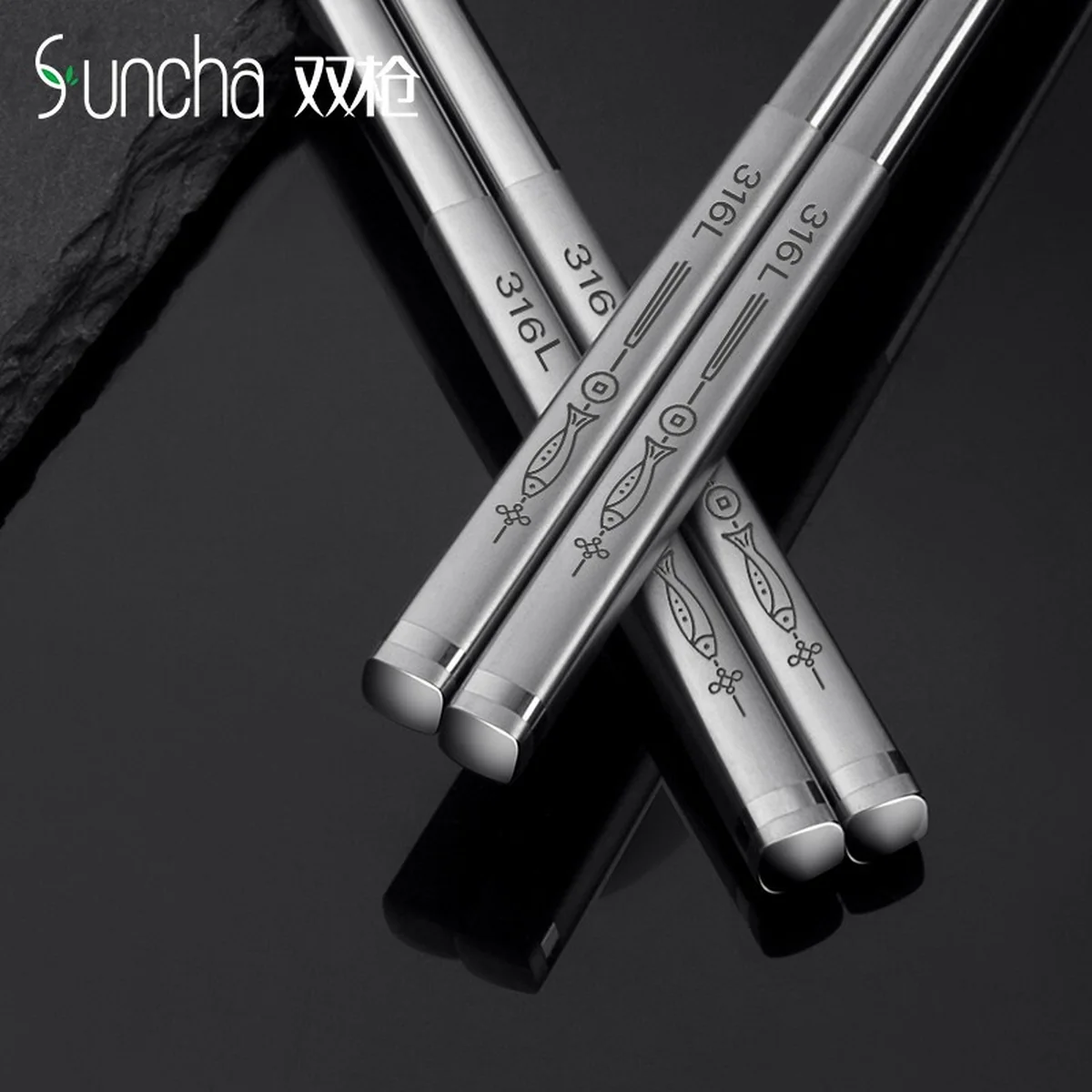316L stainless steel antibacterial anti-slip chopsticks, more than every year square chopsticks, 10 pairs