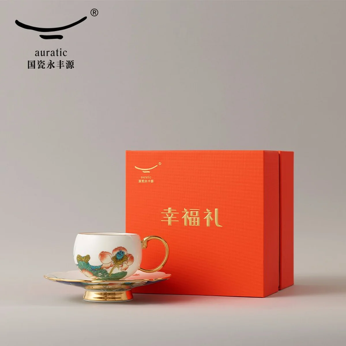 Auratic, Porcelain, happiness and naruto, 2-pcs Coffee Cup & Saucer, tea cup, 180ml