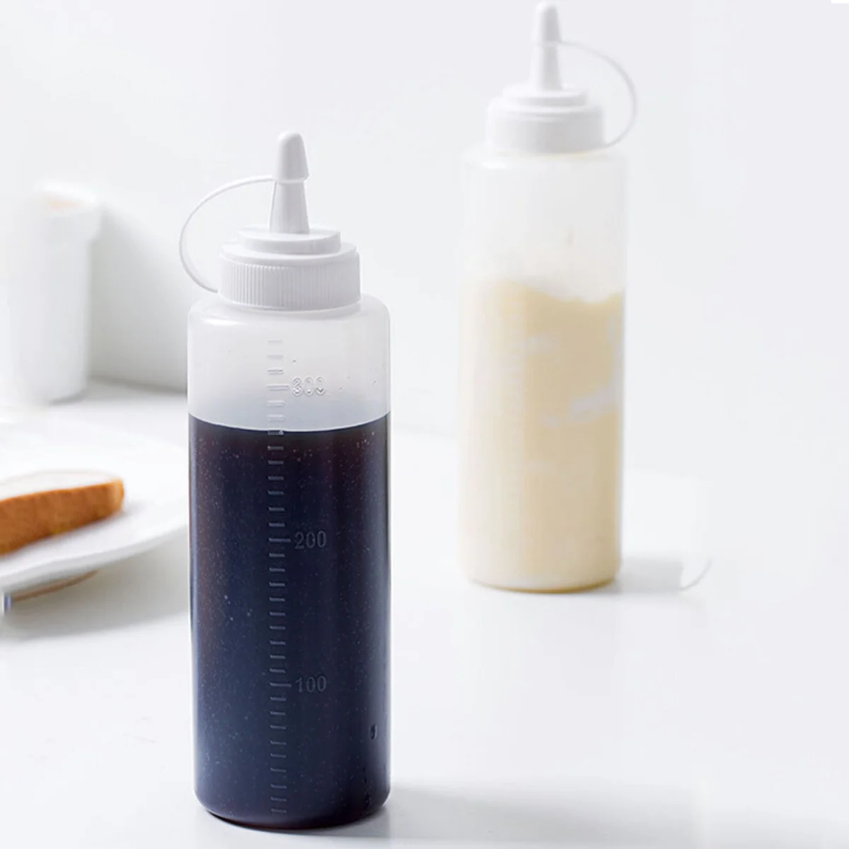 YAGAO Household plastic squeeze sauce bottle, Transparent and visible, dust-proof and Anti-ash, 2 pieces