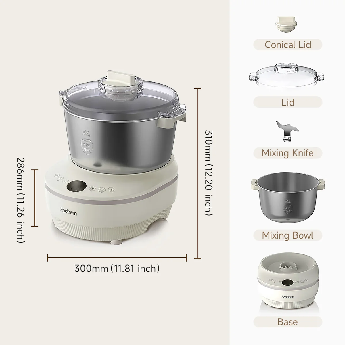 Joydeem Large Capacity Noodle Machine HMJ-A501 Intelligent Kneading Machine Fully Automatic Kneading Machine Constant Temperature Fermentation 304 Stainless Steel Pressure Kneading and Awakening Integrated 5L
