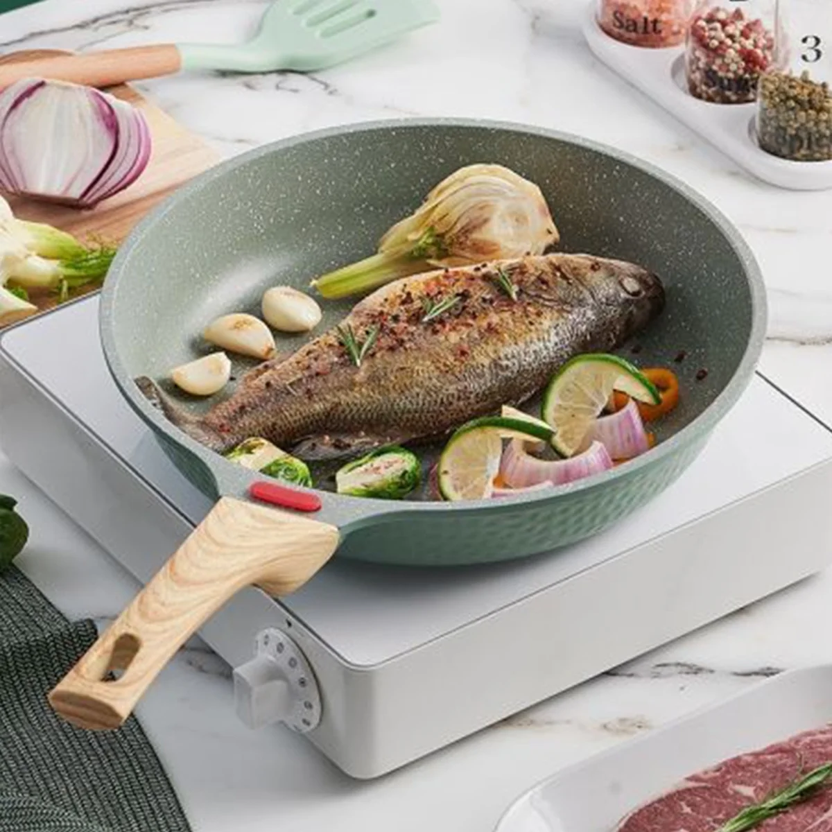 Becware 麦饭石平底煎锅不粘煎锅 健康少油 双色可选 28cm（11.02英寸）
