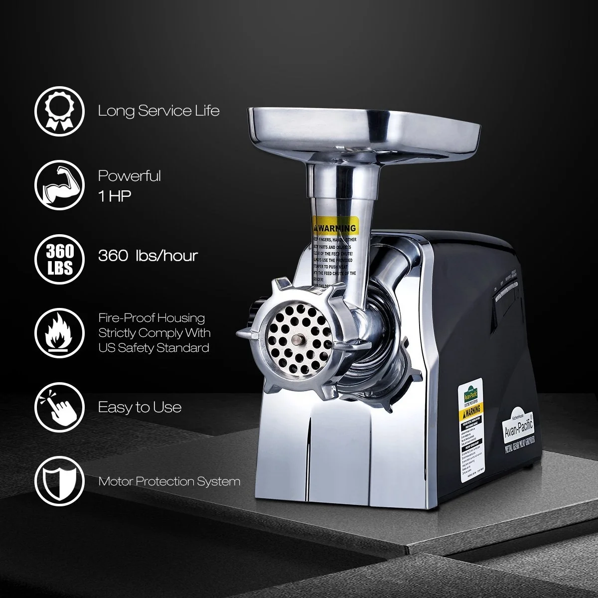 Avan-Pacific UMG-3010 LongLife Metal-Gear Heavy-Duty Electric Digital Light Touch Meat Grinder
