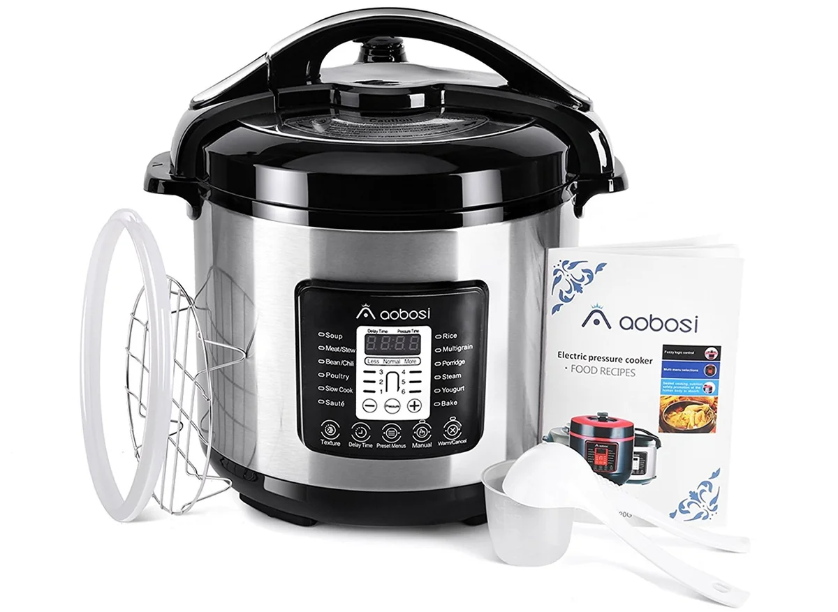 Aobosi Electric Pressure Cooker 8Qt/1200W Multi-Functional Non-Stick Cooking Pot Digital YBW80-120G